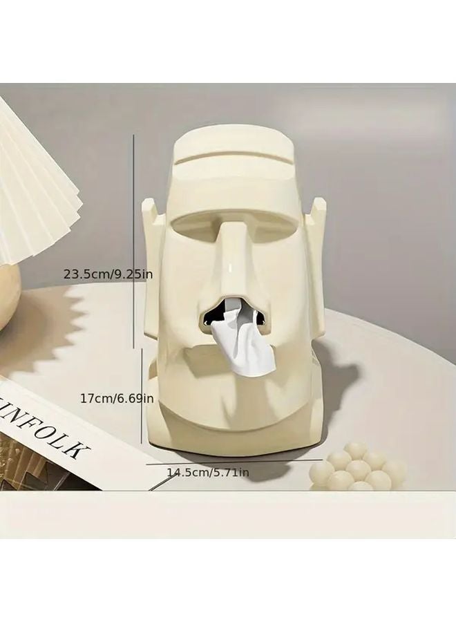 حامل سماعات الرأس القديم الكريمي الأبيض وصندوق المناديل المدمج متعدد الوظائف بتصميم حجري منظّم - Image 3